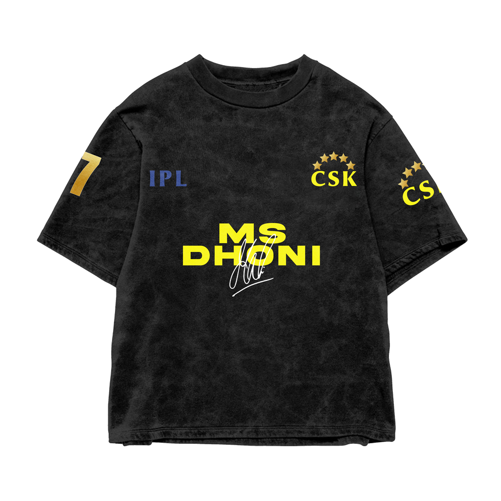Thala Dhoni 7 Acid-Wash Oversized Tee