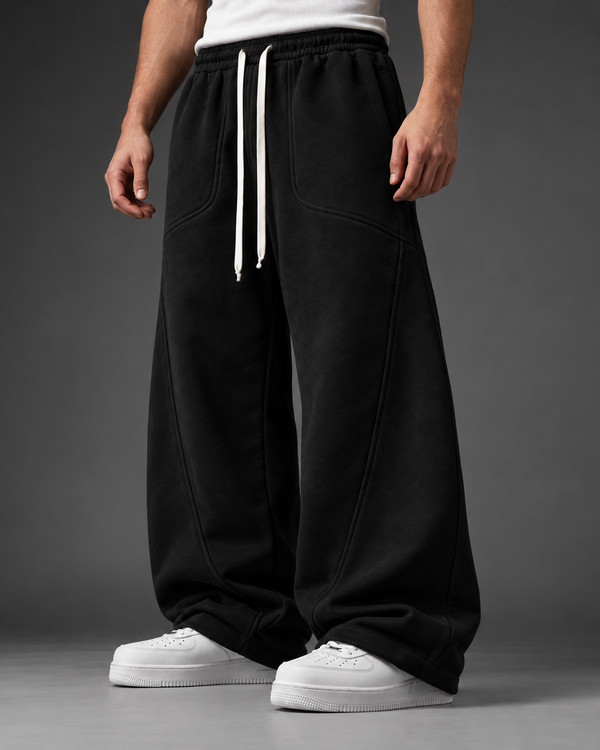Shadow Black Oversized Sweatpants