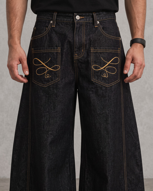 STEALTH BLACK BAGGY DENIM
