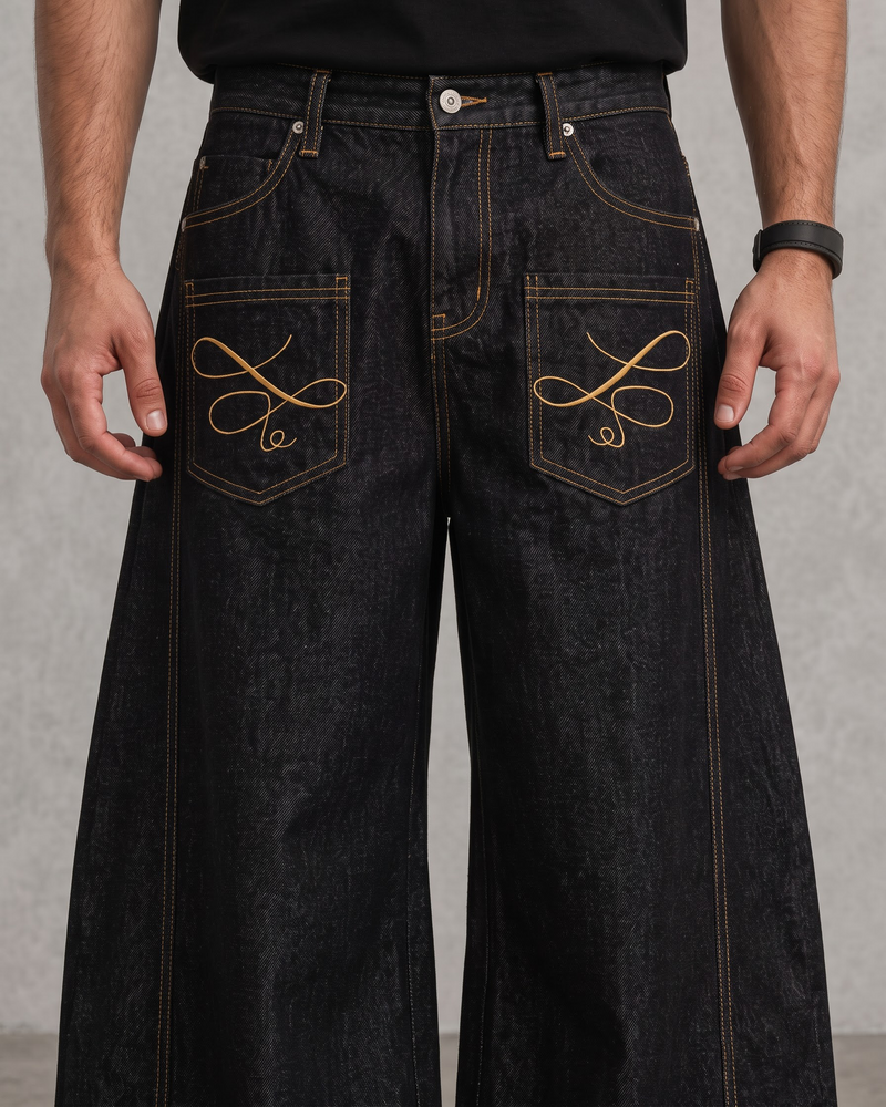 STEALTH BLACK BAGGY DENIM