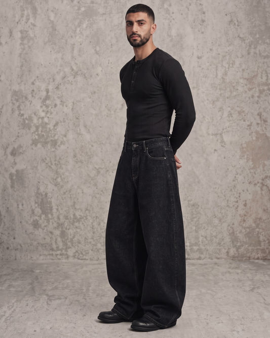 Phantom Black Barrel Fit Denim