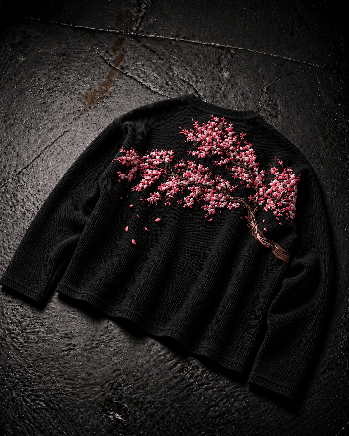 Black Falling Petals Waffle