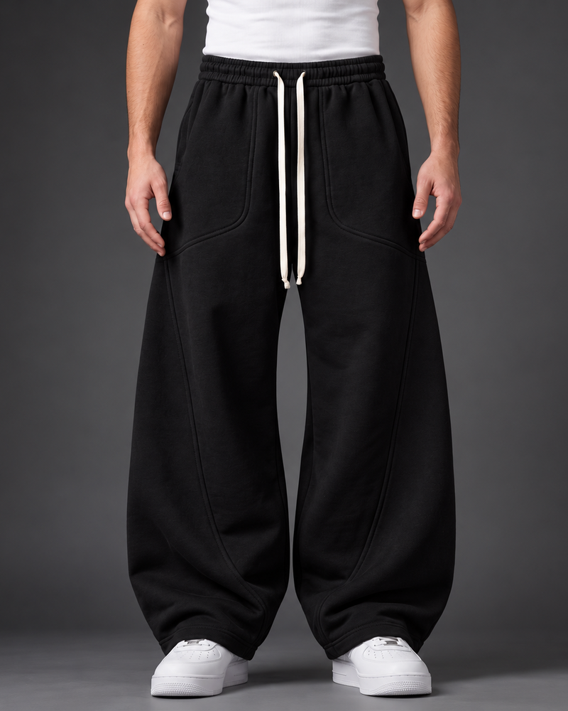 Shadow Black Oversized Sweatpants