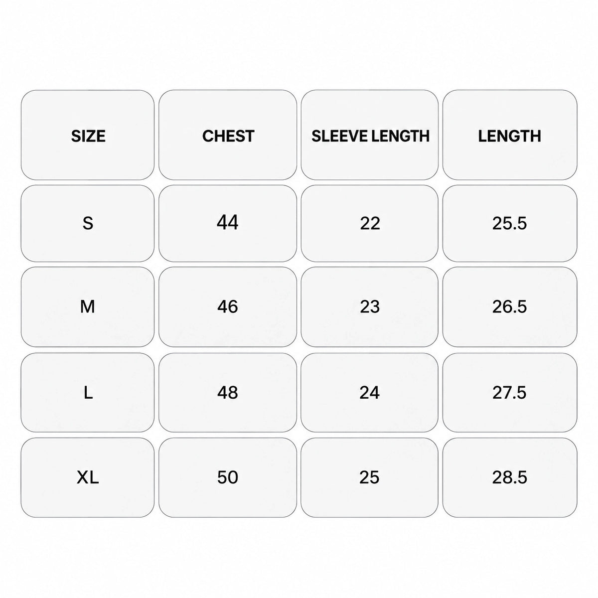 Arcane Vanguard Jacket Size Chart